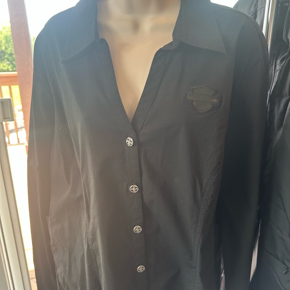 Harley-Davidson Black Shirt with leather  Harley Davidson Logo